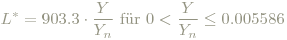 L^* = 903.3\cdot\frac{Y}{Y_n}\textrm{ für } 0 < \frac{Y}{Y_n}\leq 0.005586